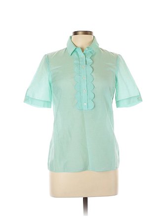 Thomas Pink Solid Green Blue Short Sleeve Blouse Size 10 - 72% off | thredUP