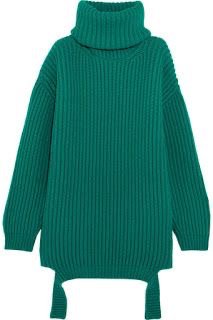 Green Oversized Turtleneck Sweater