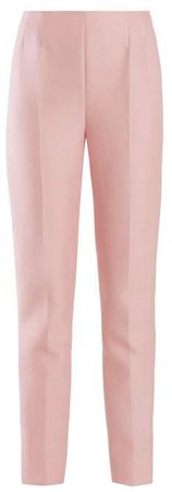 Masto High Rise Wool And Silk Blend Trousers - Womens - Light Pink