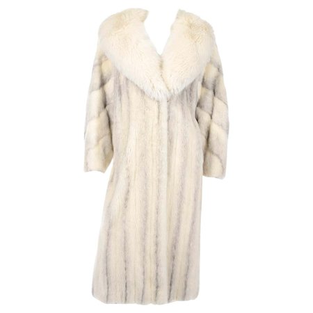 Vintage Christian Dior Fourrure White Mink Fur Coat w Fox Fur Collar For Sale at 1stDibs