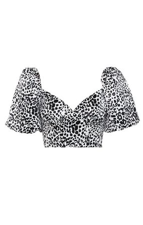 Clothing : Tops : 'Lou' Dalmatian Print Cropped Top