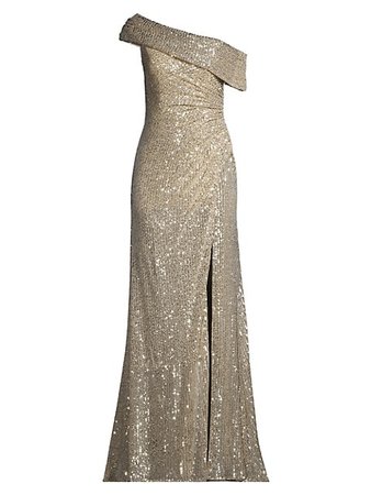 Shop Mac Duggal Asymmetric Sequined Gown | Saks Fifth Avenue