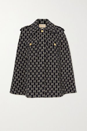 Black Wool-jacquard cape | Gucci | NET-A-PORTER