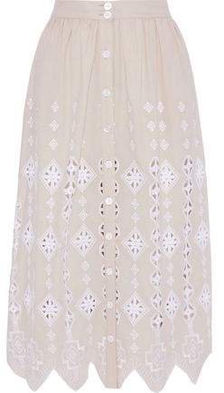 Carolyn Broderie Anglaise Cotton Midi Skirt