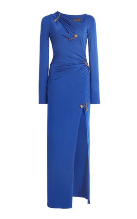 Pin-Detailed Jersey Gown By Versace | Moda Operandi