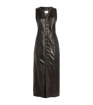 FRAME Leather Button-Up Midi Dress | Harrods AU