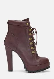 Burgundy Leather Heeled Boots