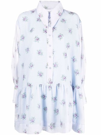 Shop GANNI floral-print shirt dress with Express Delivery - FARFETCH