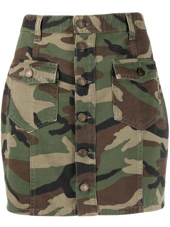 Saint Laurent Camouflage Print Mini Skirt