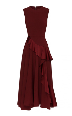 burgundy red silk dress