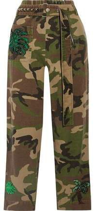 Embellished Camouflage-print Cotton-twill Tapered Pants
