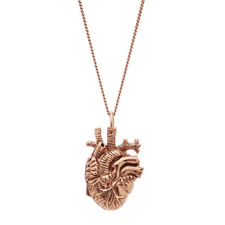 Tiny Rose Gold Anatomical Heart Pendant | heart organ, real heart | UncommonGoods