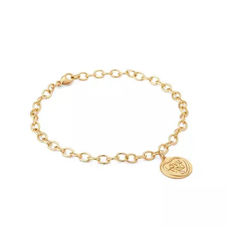 Love Hearts Love You Charm Bracelet in 18 Carat Gold and Diamond For Sale at 1stDibs