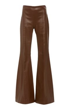 Rosetta Getty Pintuck Leather Flared Pants