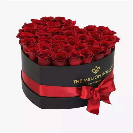 Black Heart Box with Red Roses | The Million Roses