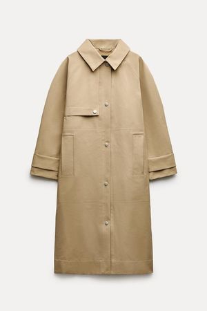 SHIRT STYLE STRAIGHT CUT GABARDINE TRENCH ZW COLLECTION - taupe brown | ZARA United States