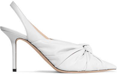 Annabell 85 Knotted Leather Slingback Pumps - White