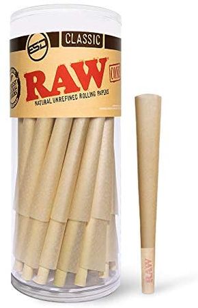RAW Cones Classic King Size | 50 Pack | Natural Pre Rolled Rolling Paper with Tips & Packing Tubes Included : Health & Household