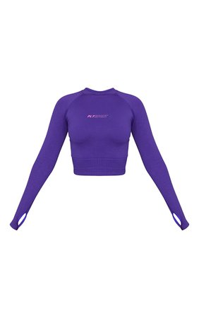 Purple Long Sleeve Seamless Sports Top | PrettyLittleThing USA