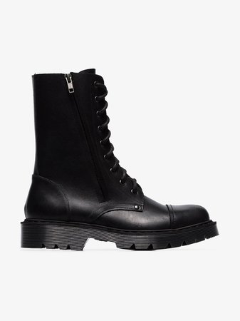 Vetements black lace-up leather army boots | Browns