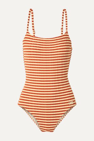 Solid & Striped | The Nina striped ribbed swimsuit | NET-A-PORTER.COM