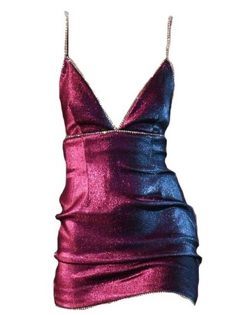 Purple/pink sleeveless v neck mini dress