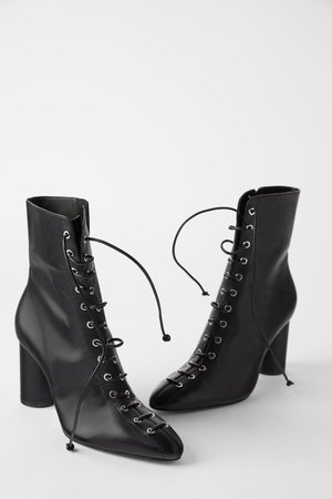 LACED LEATHER HEELED ANKLE BOOTS-Must have-SHOES-WOMAN | ZARA United States