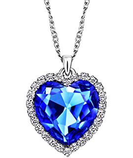 MonkeyJack Classic Titanic Heart of Ocean Sapphire Crystal Pendant Necklace Gift-Silver: Amazon.ca: Jewelry