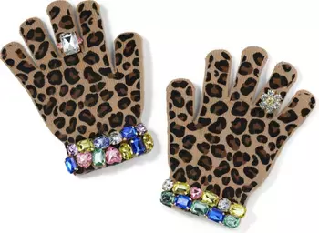 Super Smalls Kids' Embellished Leopard Print Gloves | Nordstrom