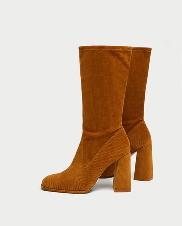CORDUROY HIGH HEEL ANKLE BOOTS - Ankle Boots-SHOES-WOMAN | ZARA Macedonia