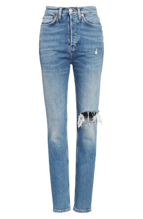 Re/Done Originals Ripped High Waist Skinny Jeans (Fade Away Destroy) | Nordstrom