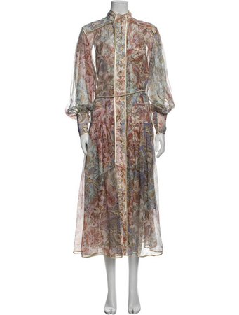 Zimmermann ornate Print watercolor brown sage Long Dress - Clothing - WZI54336 | The RealReal