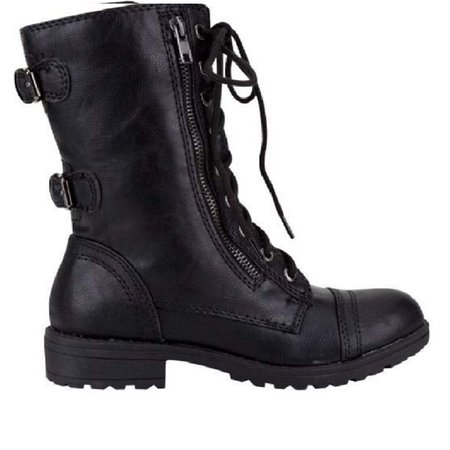 Lucky Top - Lucky Top Soda Pack72 Dome Girls Faux Leather Combat Boots, Black Dome, 2 - Walmart.com - Walmart.com
