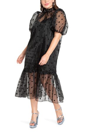 ELOQUII Sheer Midi Dress | Nordstrom