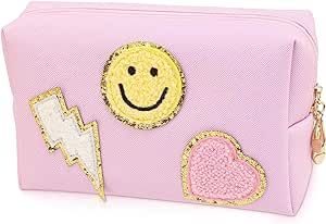 Amazon.com: dark swan Preppy Makeup Bag Pu Leather Portable Waterproof Cosmetic Bag Travel Makeup Bag Organizer Travel Accessories Makeup Bag for Women Pink : Clothing, Shoes & Jewelry