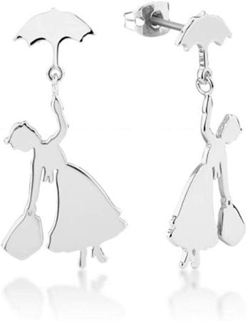 Amazon.com: Blingsoul Silver Poppins Stud Dangle Earrings - Silhouette Mary Flying Umbrella Drop Fashion Christmas Jewelry for Women | [J100035] Mry Popin | Silver: Clothing, Shoes & Jewelry