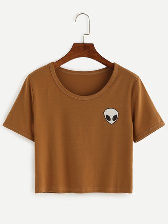 Alien Print Crop T-shirt