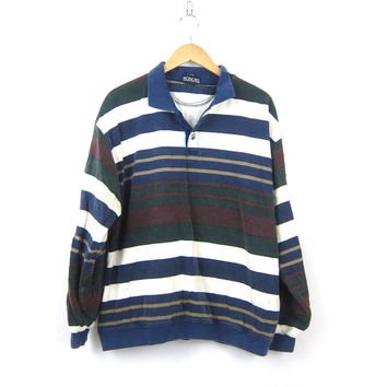 Vintage 90's Striped Long Sleeved Collared Rugby Varsity Shirt
