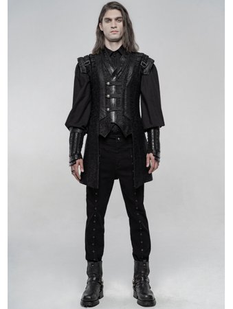 Black Gothic Punk Chinese Han Style Waistcoat for Men - Devilnight.co.uk