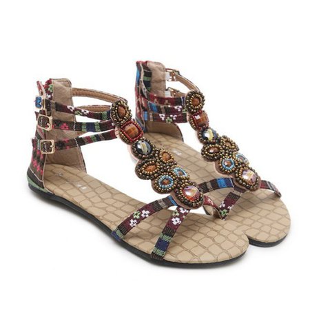 Bohemian National Wind Female Flat Sandals Comfortable Pinch Roman Shoes | Walmart Canada