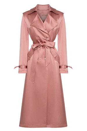 THE LATEST THING - DUSTY PINK SATIN TRENCH COAT