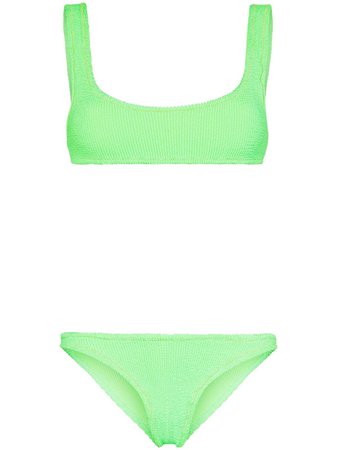 Reina Olga Ginny Crinkle-Effect Bikini Set GINNYNEONGREEN Green | Farfetch