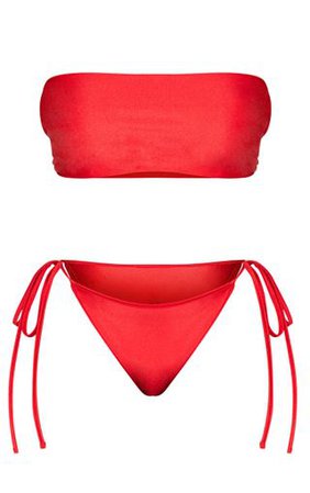 Plus Red Bandeau Bikini Set | Plus Size | PrettyLittleThing