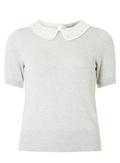 Petite Grey Lace Collar nitted Top - View All Sale - Sale - Dorothy Perkins