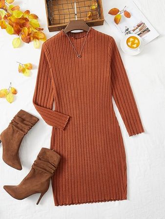 Amazon.com: for Women Dress Plus Solid Bodycon Dress (Color : Rust Brown, Size : X-Large) : Clothing, Shoes & Jewelry