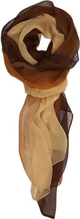 Ted and Jack - Silk Ombre Lightweight Accent Scarf (Beige and Brown) at Amazon Women’s Clothing store
