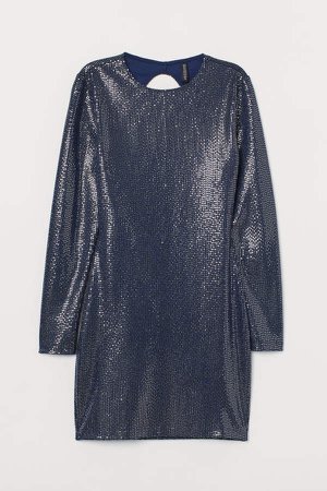 Shimmery Fitted Dress - Blue
