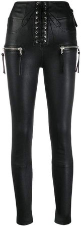 lace-up zip skinny trousers