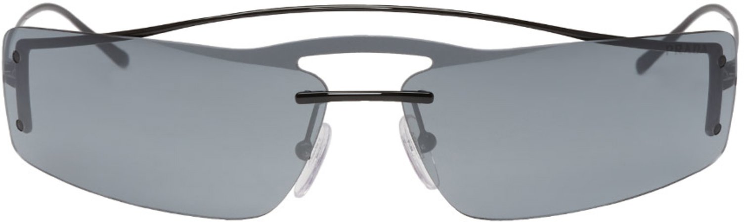 Prada: Black & Grey Futuristic Sunglasses | SSENSE