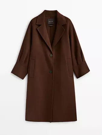 Wool blend coat with pleated sleeves - Massimo Dutti USA